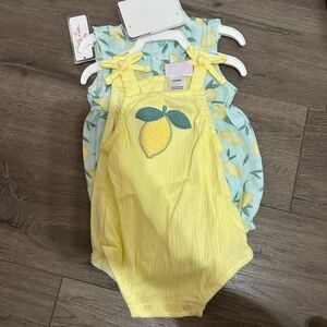 Lemon Print Baby Romper Set